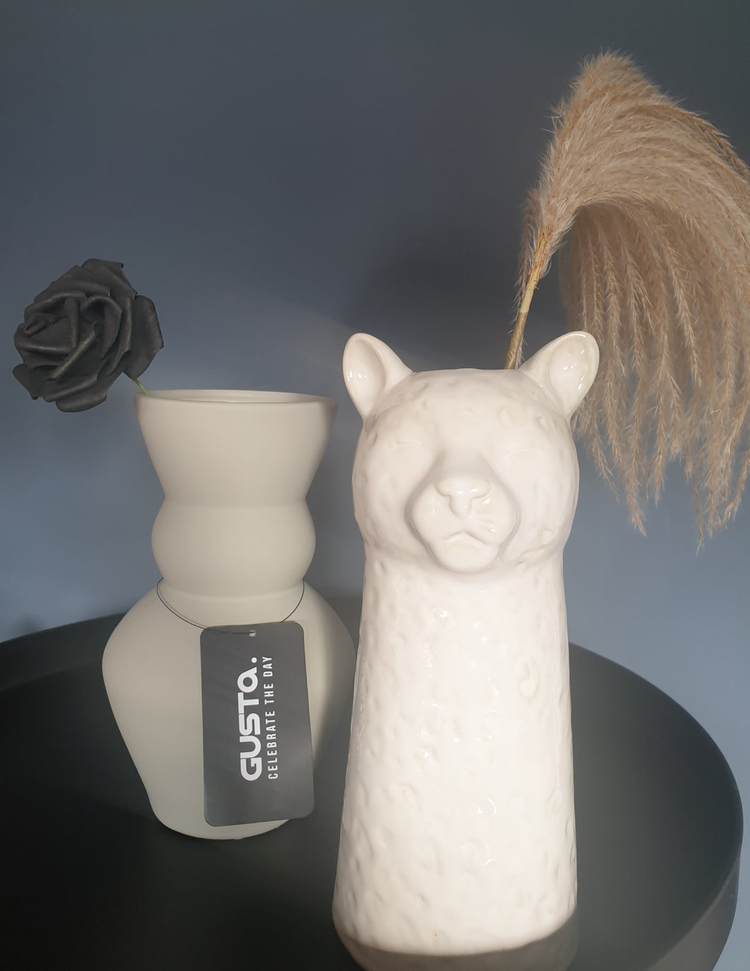 Gusta vaas Luipaard wit