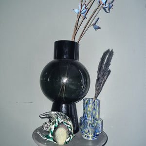 Mondgeblazen Fidrio confetti vaas blauw/groen