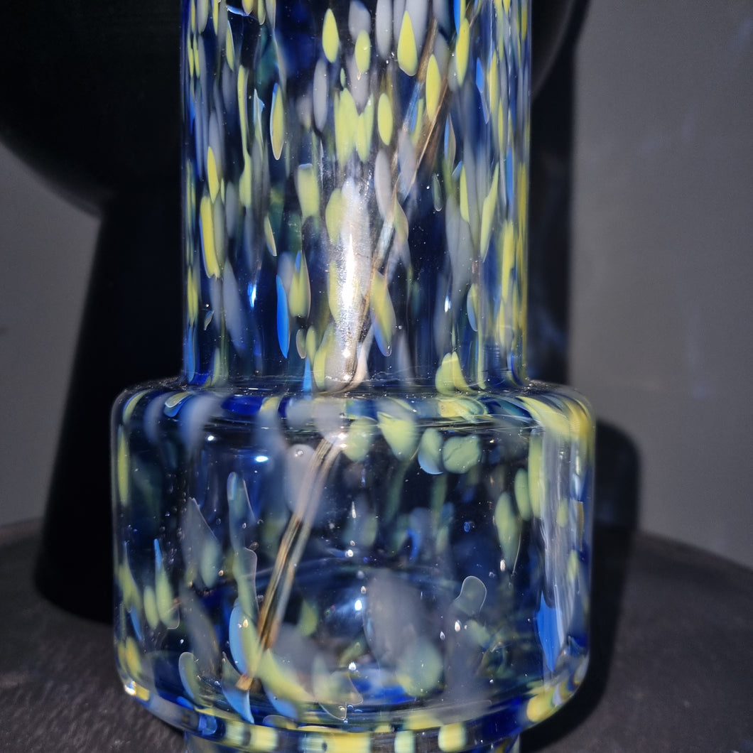 Mondgeblazen Fidrio confetti vaas blauw/groen